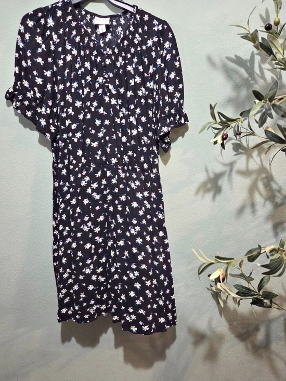 Ava & Viv Black Floral Midi Dress Size XXL